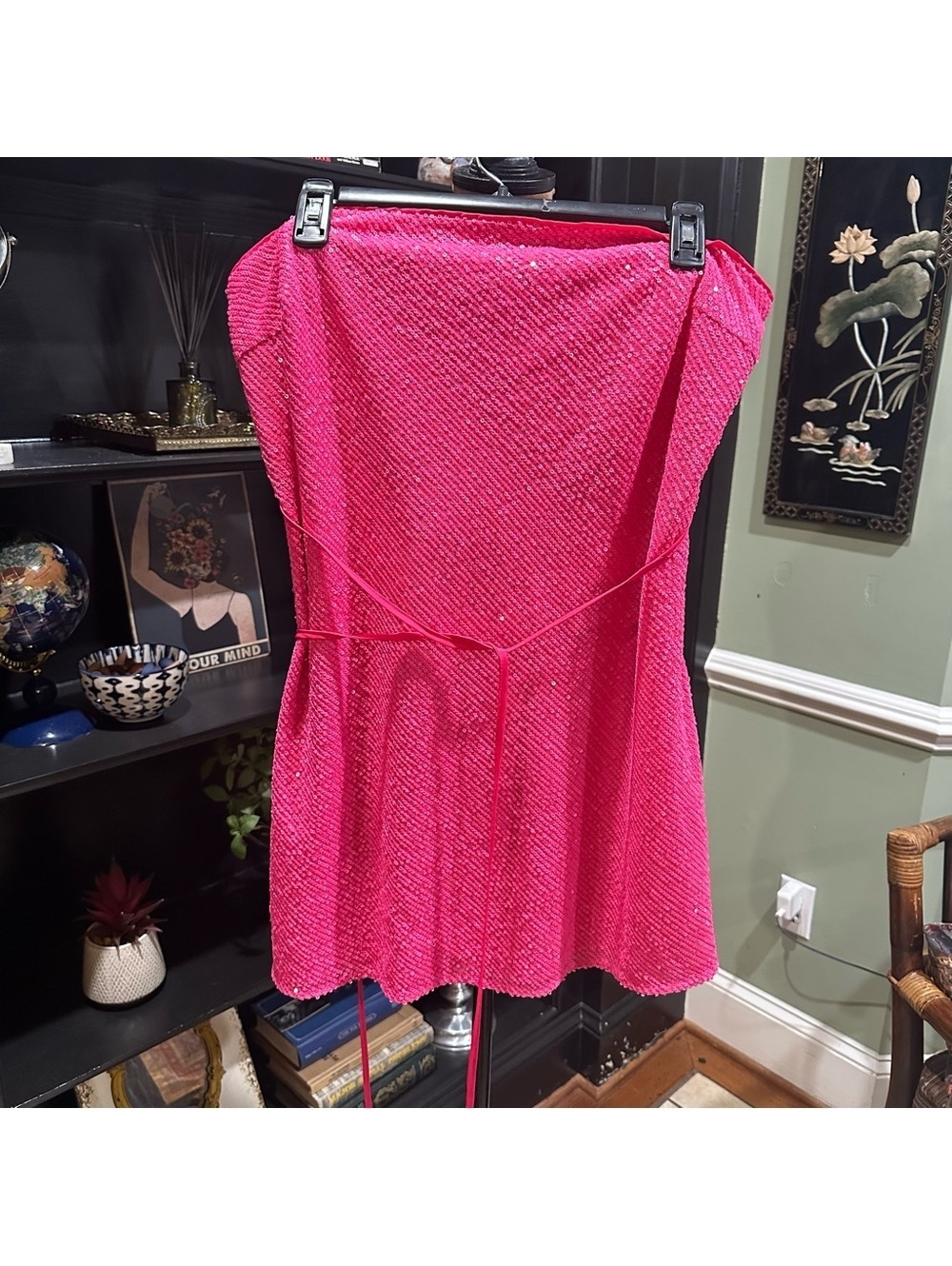 ASOS Sequin Tube Top Dress – Size 12 – Pink Sparkle – Like New